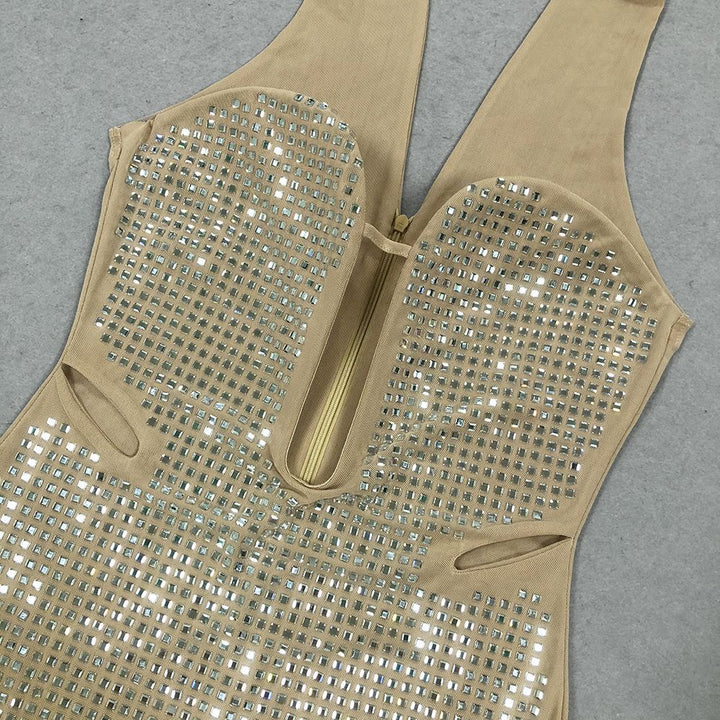 Fashion Hot Diamond Neck Maxi Dress