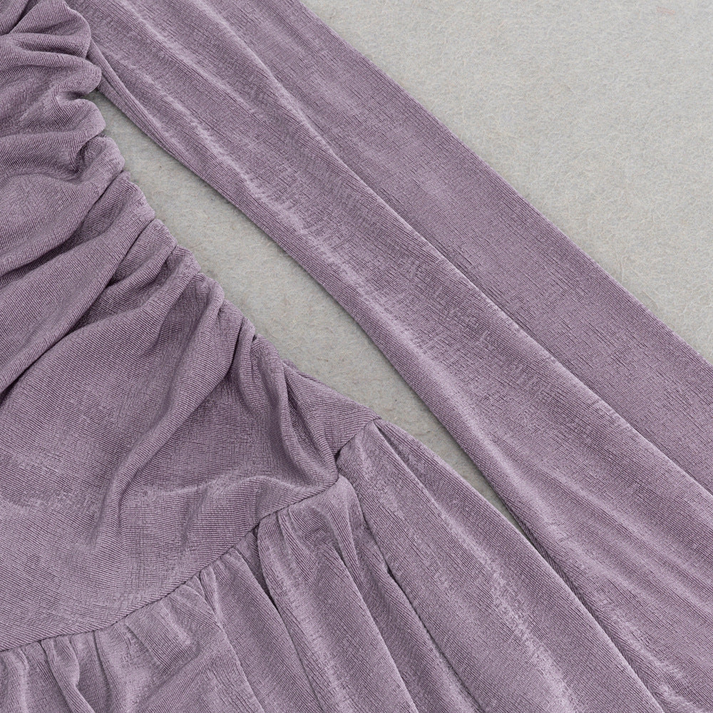 Temperament Solid Color Off-the-shoulder Maxi Dress