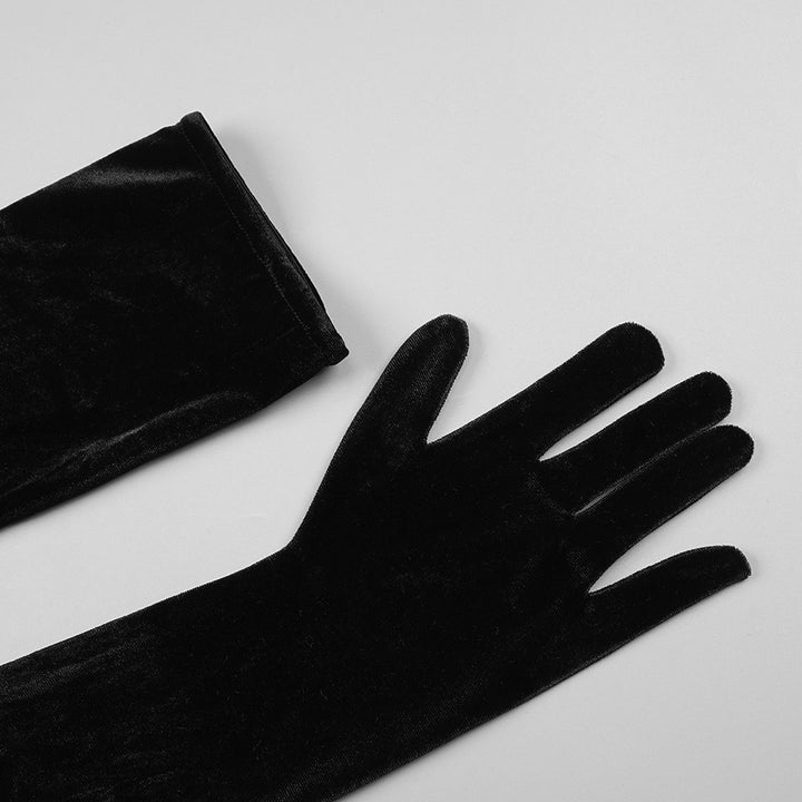 Hot Diamond Tube Top Black Maxi Dress with Gloves