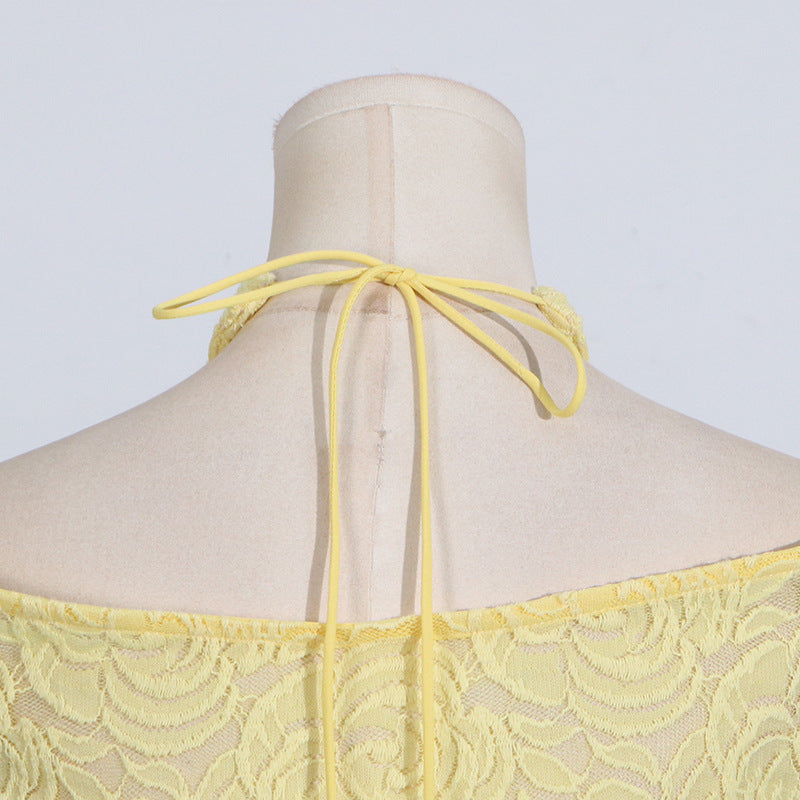 Elegant Embroidered Hollow Maxi Dress