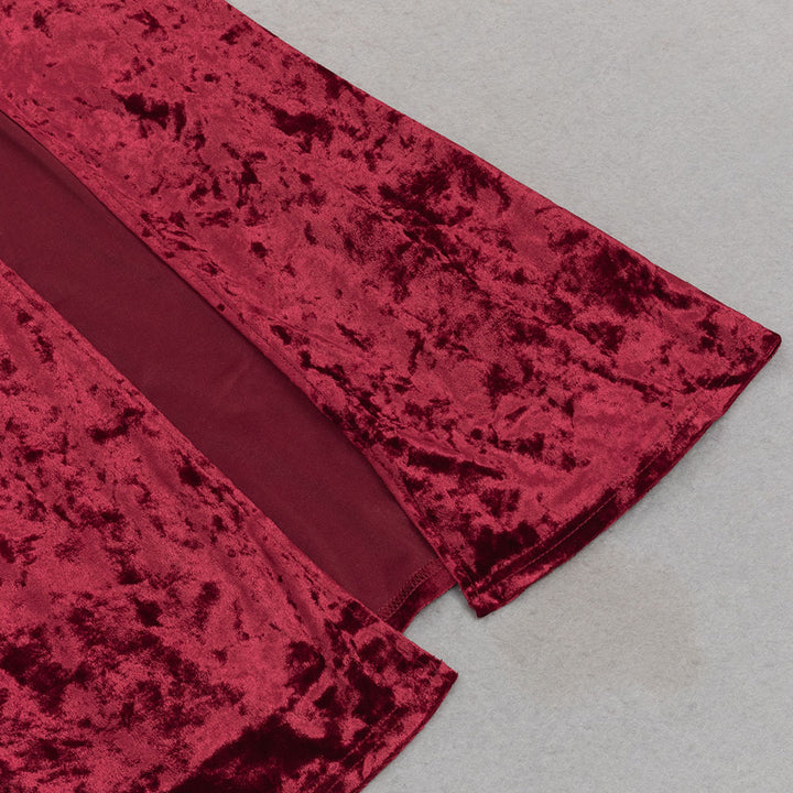 Simple Solid Color Long-sleeved Hollow Maxi Dress