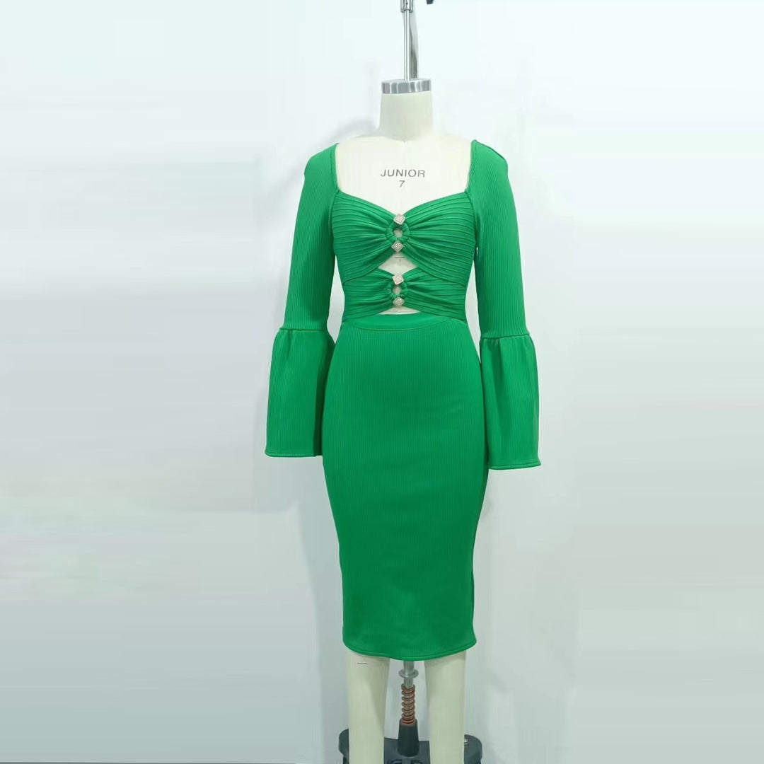 Green Hollow Midi Dress
