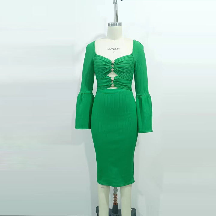 Green Hollow Midi Dress