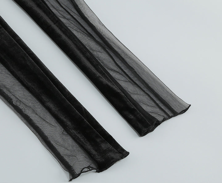 Elegant Velvet Gauze Splicing Jumpsuit