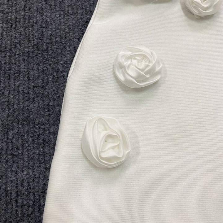 3D Floral Sleeveless Corset Midi Dress