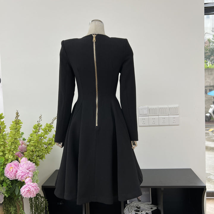 Romantic Solid Color Waist Mini Dress