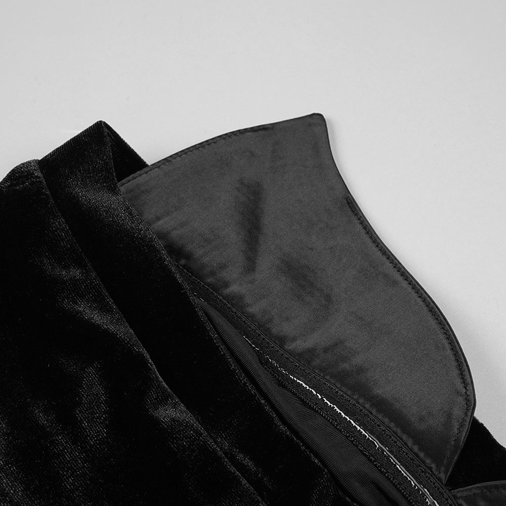 Hot Diamond Tube Top Black Maxi Dress with Gloves