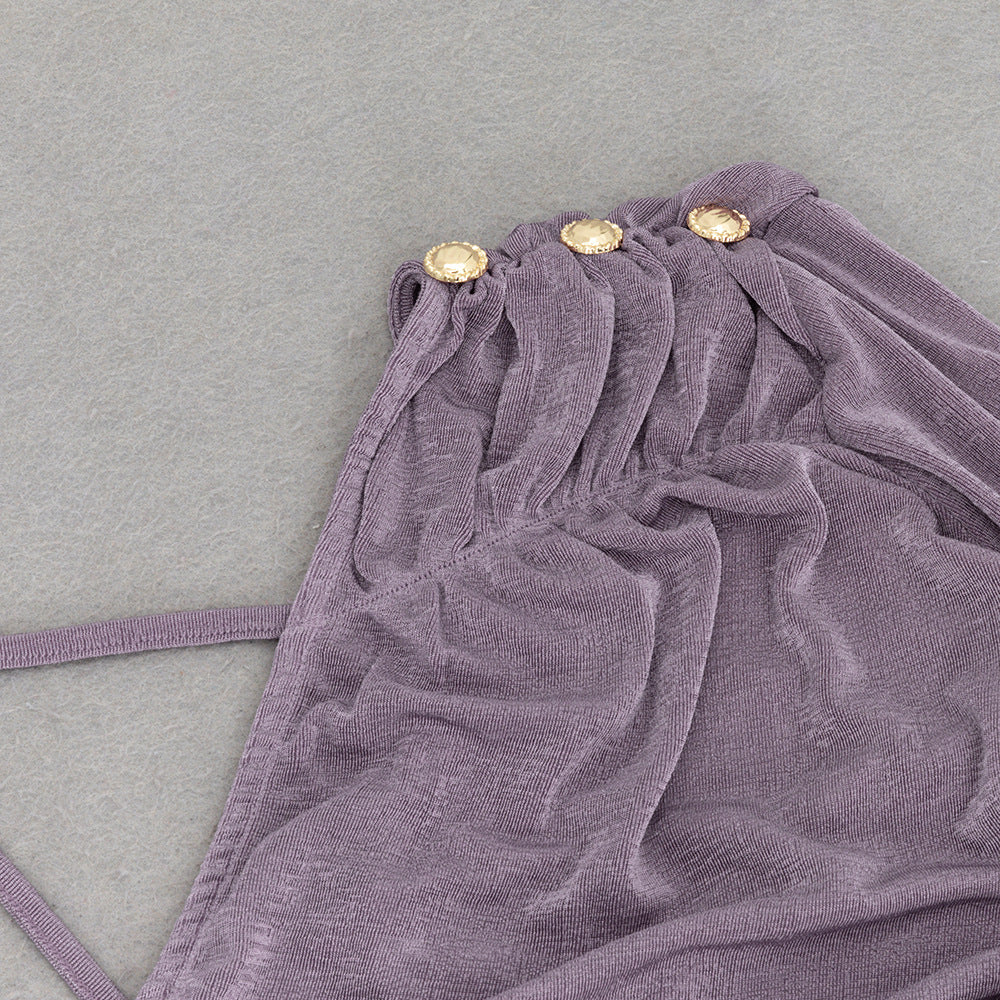 Temperament Solid Color Off-the-shoulder Maxi Dress