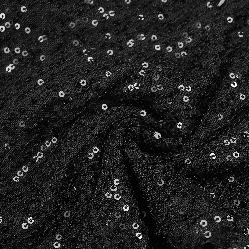 Simple Stitched Sequined Feather Jumpsuit