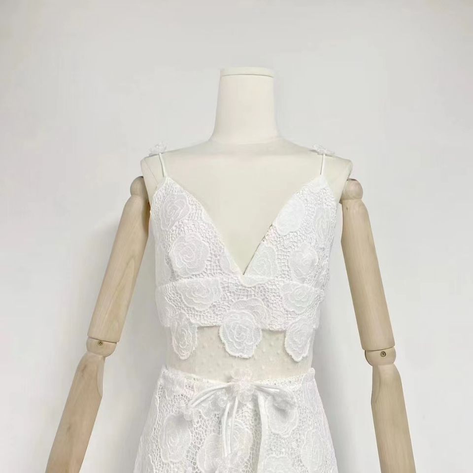 Elegant Three-dimensional Flower Lace Two-piece Set