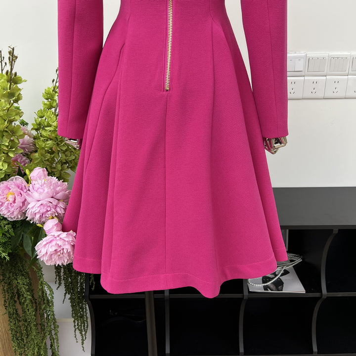 Romantic Solid Color Waist Mini Dress