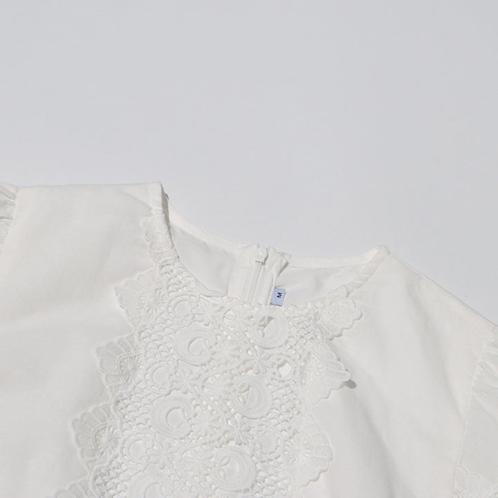 MARGOT Autumn Round Neck Lantern Sleeve Hollow Waist Skirt for Women