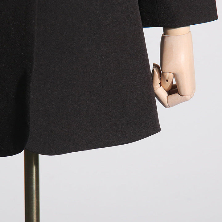 Pleated V-neck Long-sleeved Coat