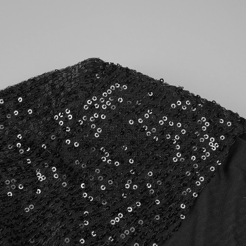 Simple Stitched Sequined Feather Jumpsuit