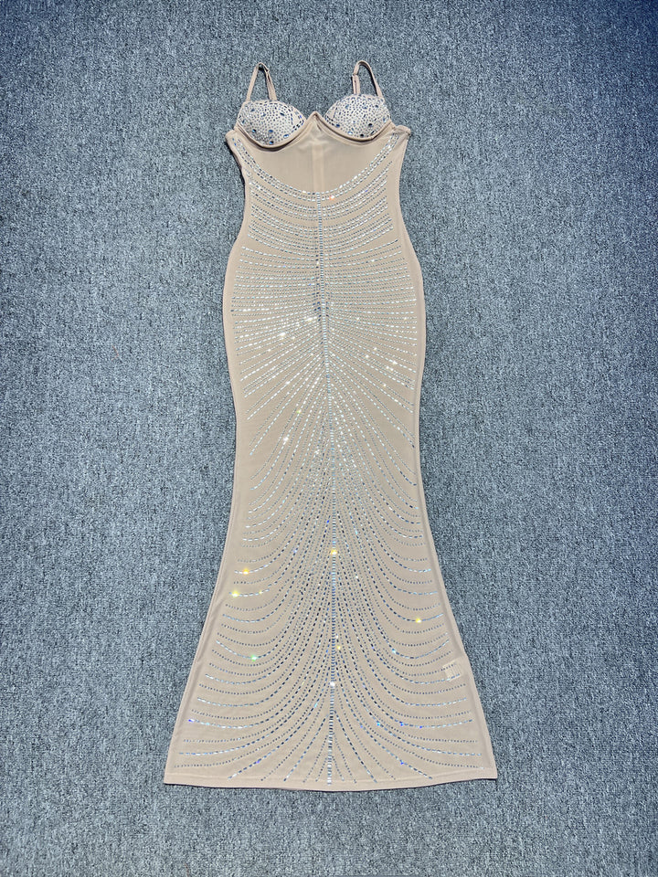 Fashion Suspender Hot Diamond Maxi Dress