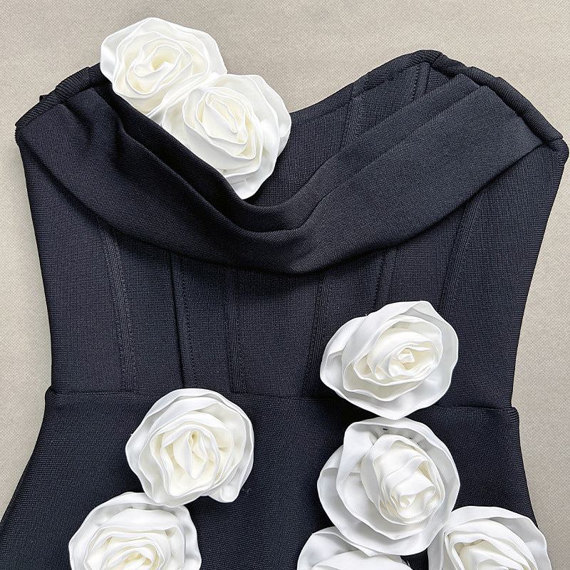 3D Flower Tube Top Maxi Dress