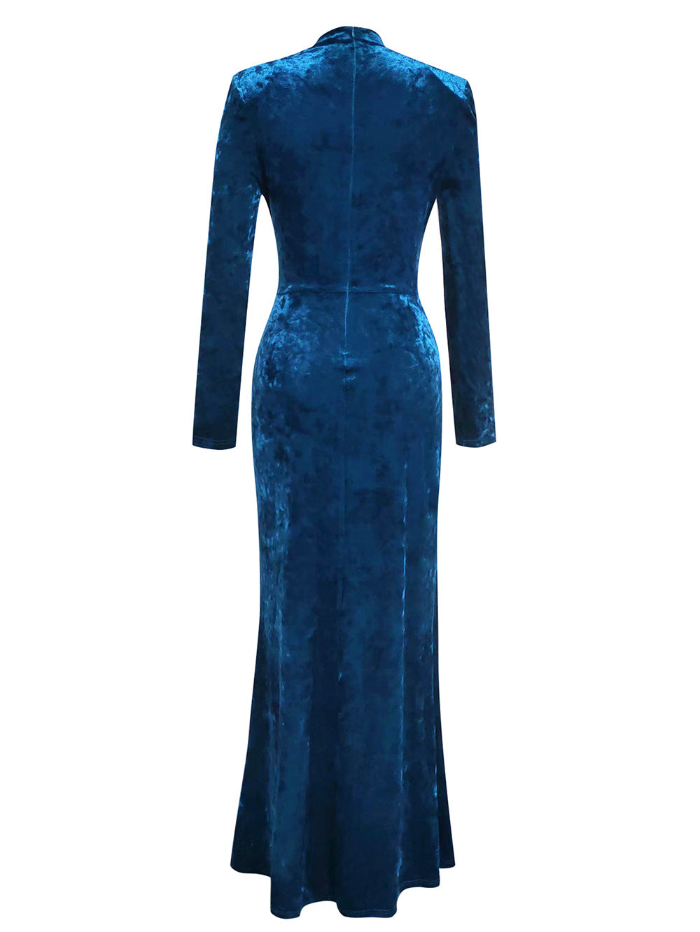 Simple Solid Color Long-sleeved Hollow Maxi Dress