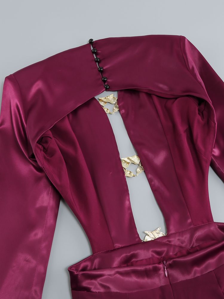 Vintage Metal Cutout Halter Maxi Dress