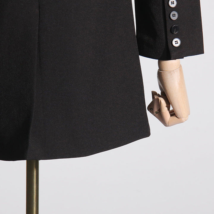 Pleated V-neck Long-sleeved Coat