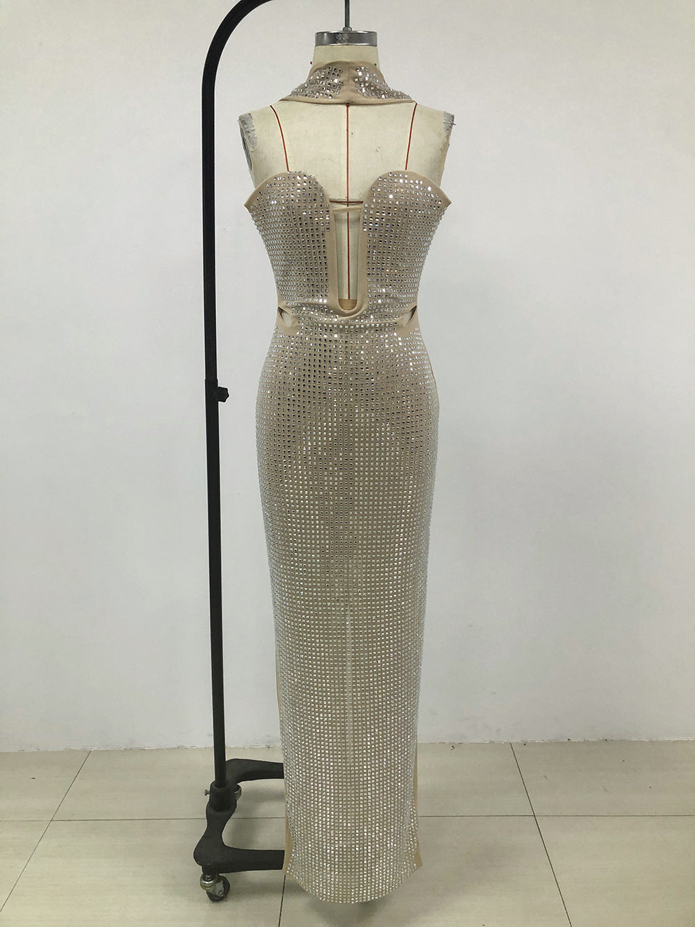 Fashion Hot Diamond Neck Maxi Dress