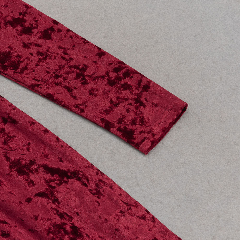 Simple Solid Color Long-sleeved Hollow Maxi Dress