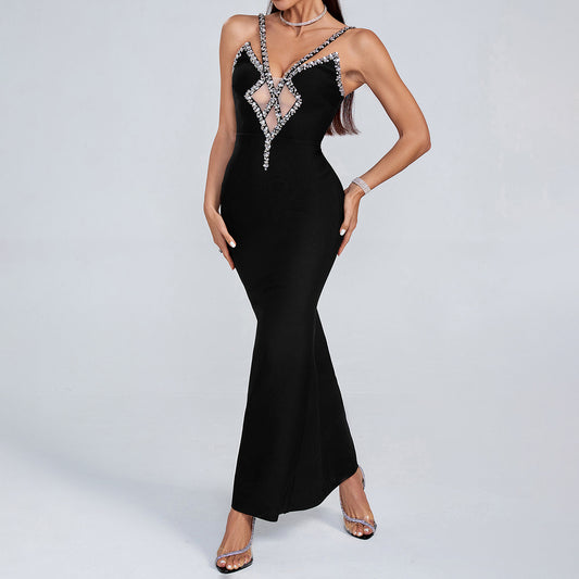 Temperament-ordered Diamond Suspender Dress