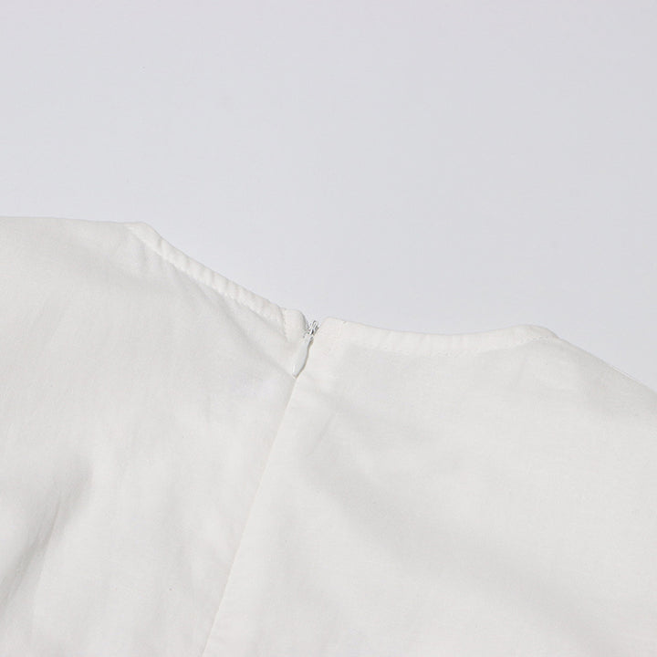 MARGOT Autumn Round Neck Lantern Sleeve Hollow Waist Skirt for Women