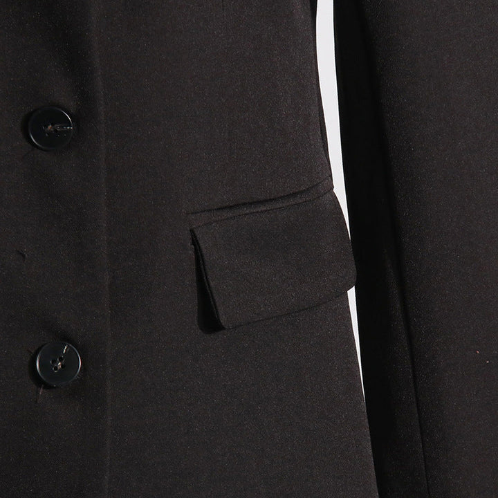 Pleated V-neck Long-sleeved Coat