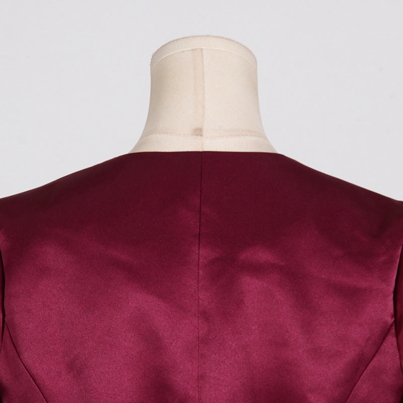 Solid Color Waist Maxi Dress Two-piece Set