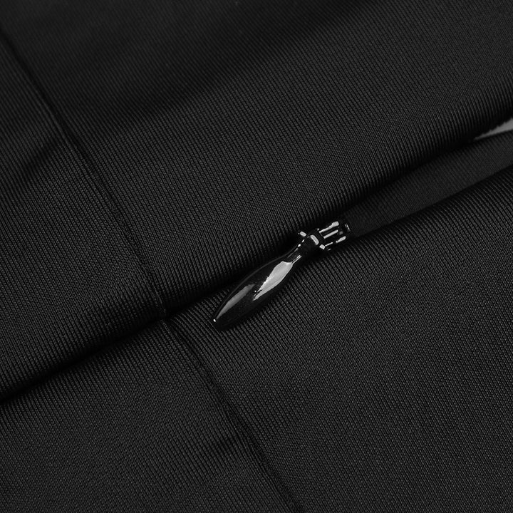 Black Flower Sequin Halter Neck Maxi Dress with Gloves