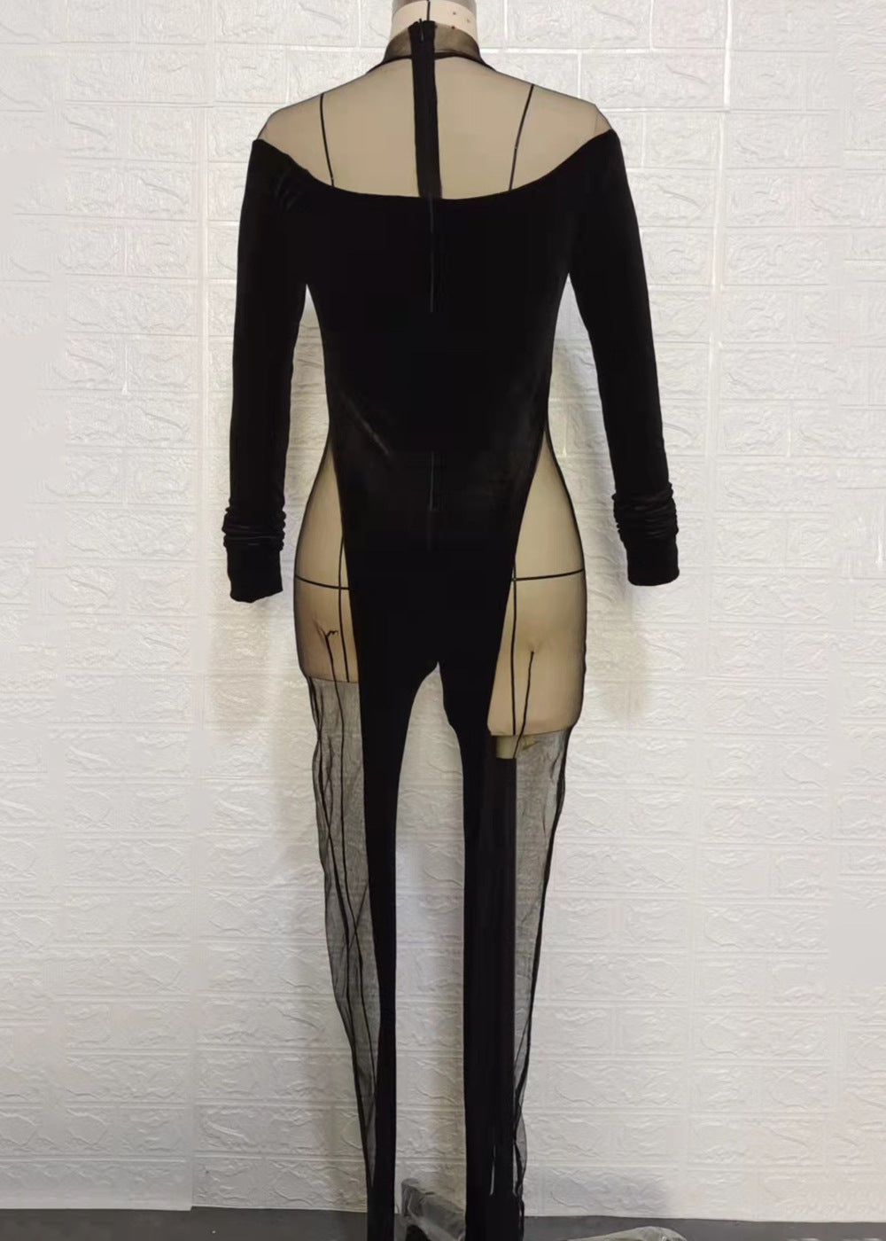 Elegant Velvet Gauze Splicing Jumpsuit