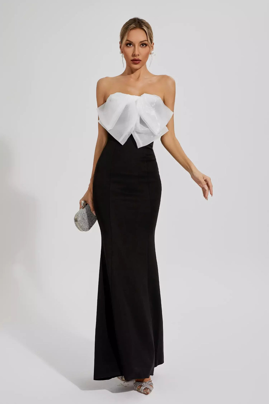 Black White-bow Mermaid Dress