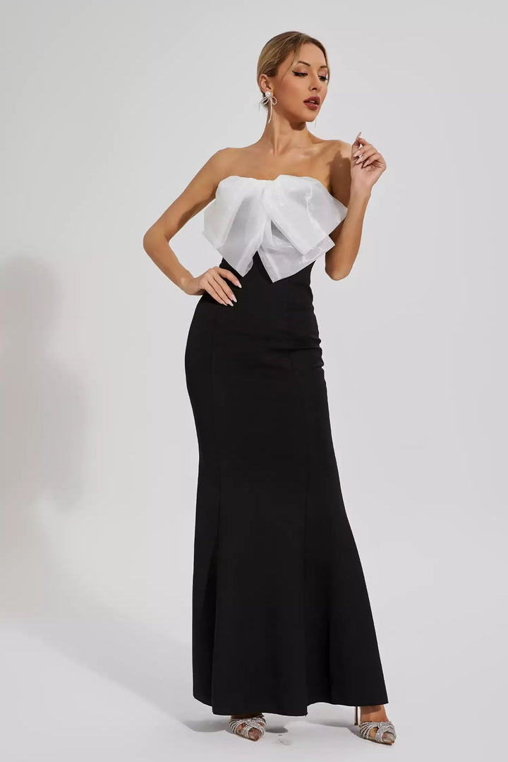 Black White-bow Mermaid Dress