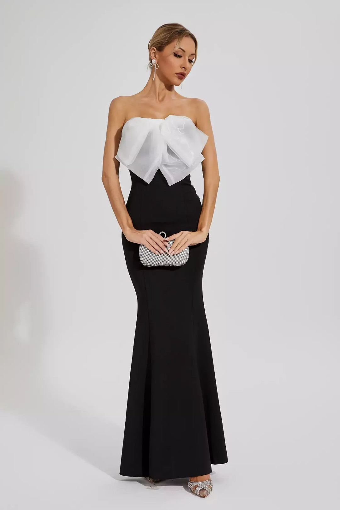 Black White-bow Mermaid Dress