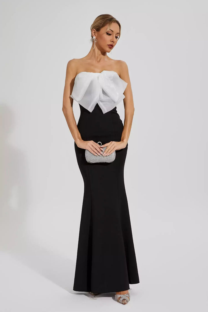 Black White-bow Mermaid Dress