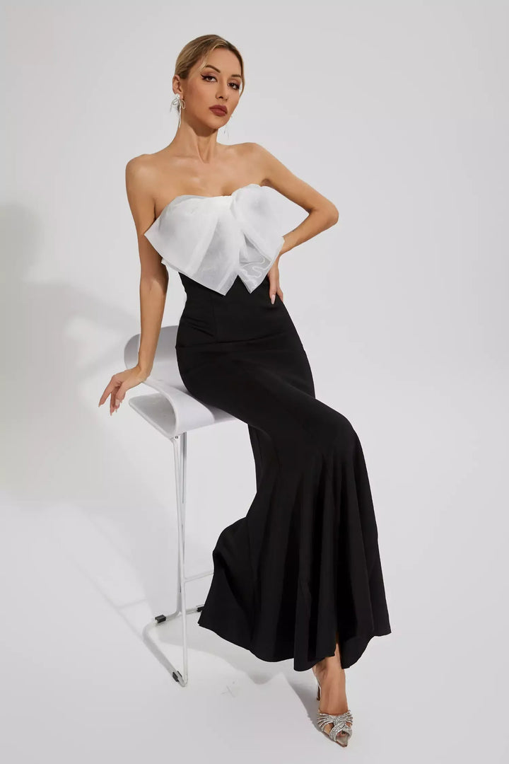 Black White-bow Mermaid Dress
