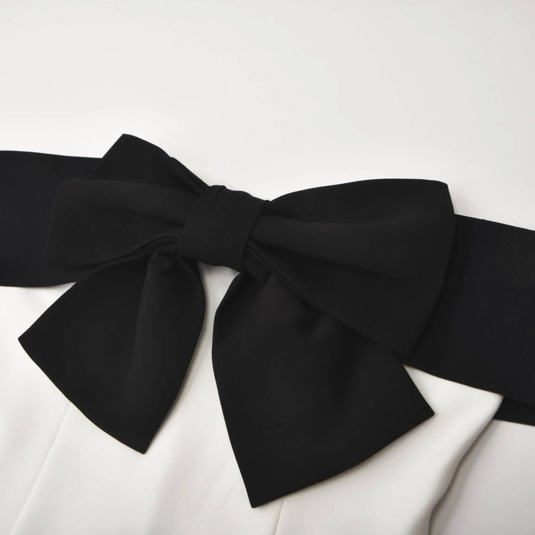 White Bow Knot Off Shoulder Mini Dress
