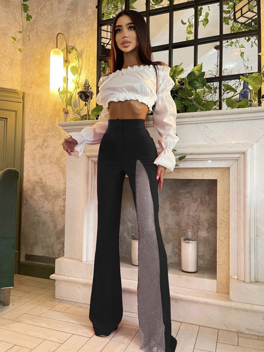 Diamond Mesh Bandage Pants