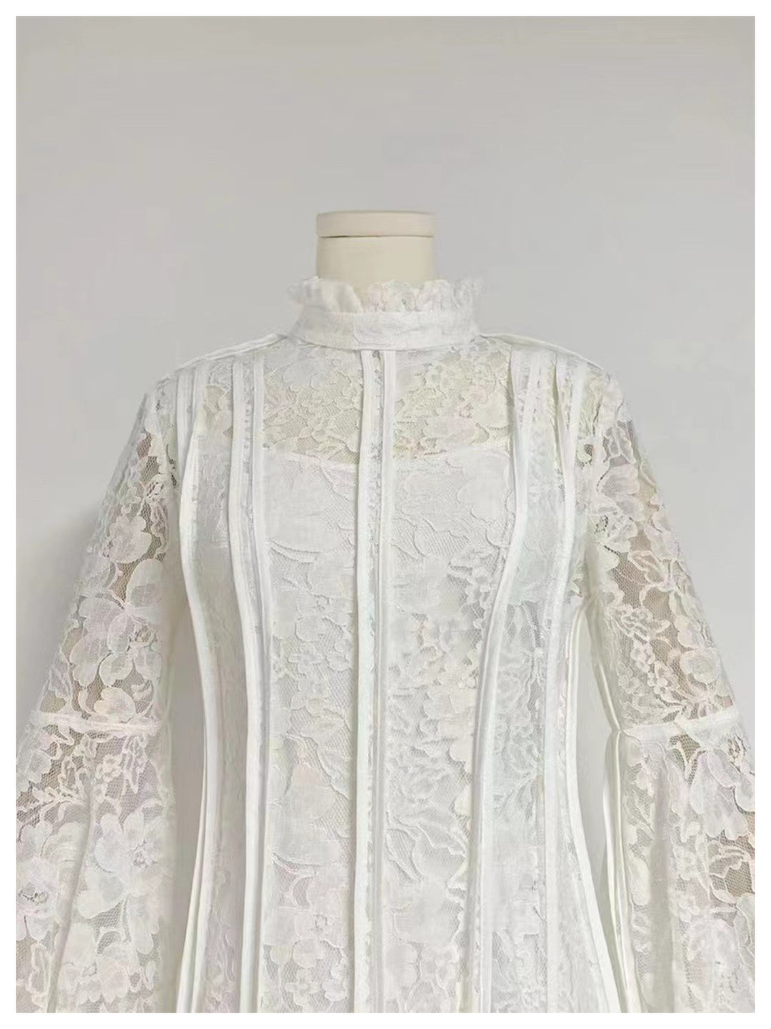 Margot White High Waist Lace Patchwork dress