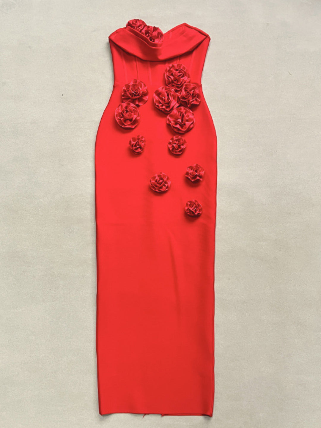 3D Flower Tube Top Maxi Dress