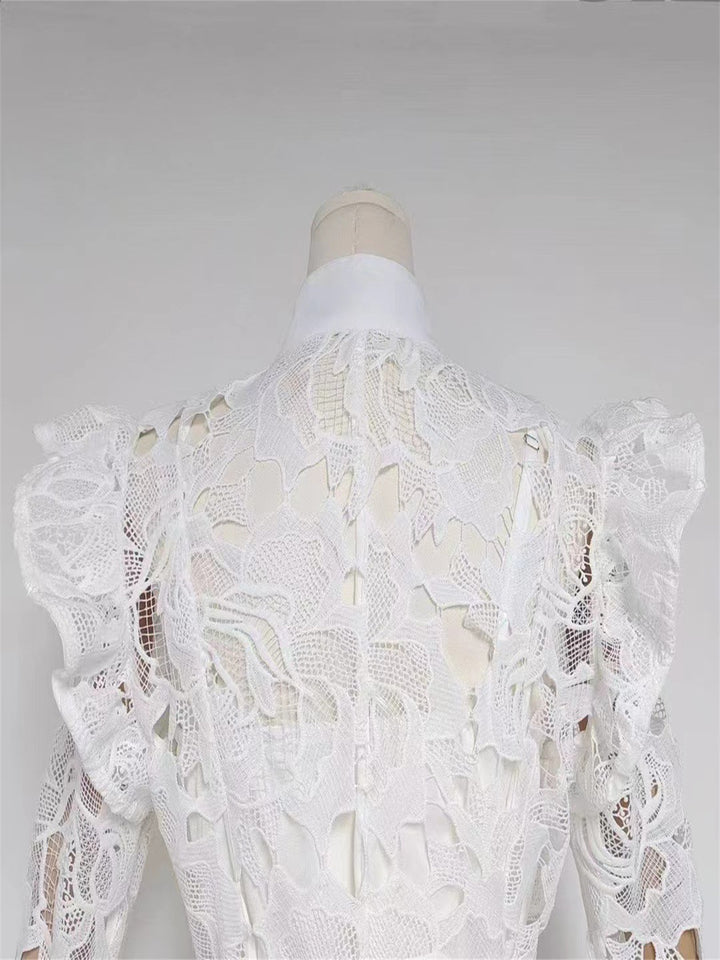 Emma Embroidery Long-Sleeved Hollow Dress