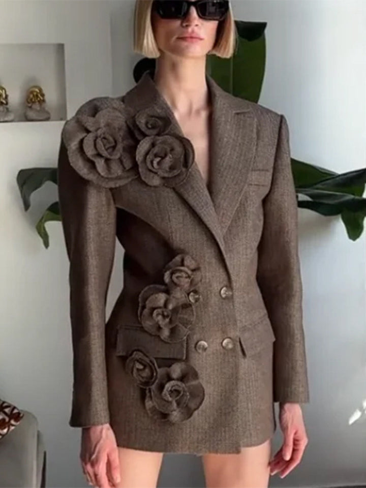 3D Flower Splicing Blazer
