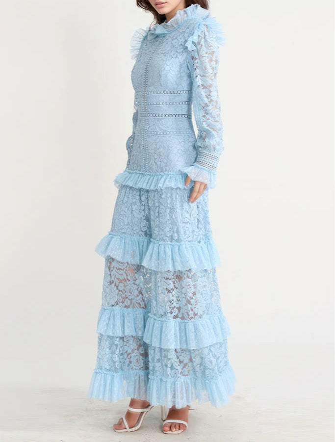 Vintage Lace Embroidered Maxi Dress