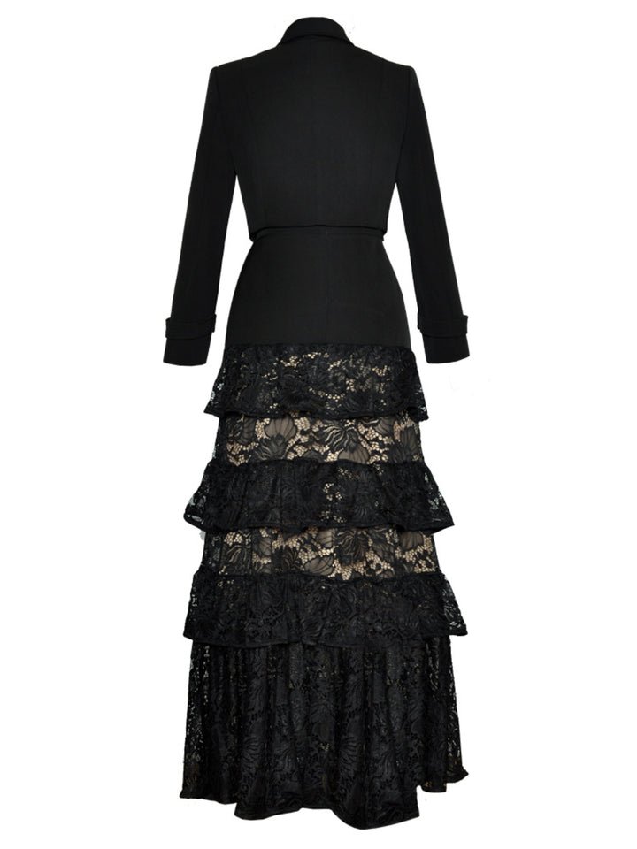 Lace Splicing Maxi Dress Two-piece Set