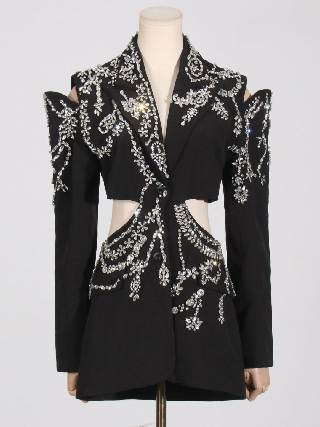 Diamond-embellished Cutout Blazer