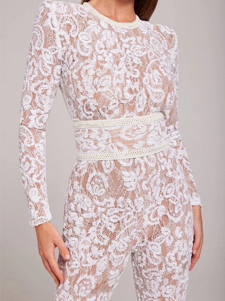 Temperament Lace Beaded Jumpsuit