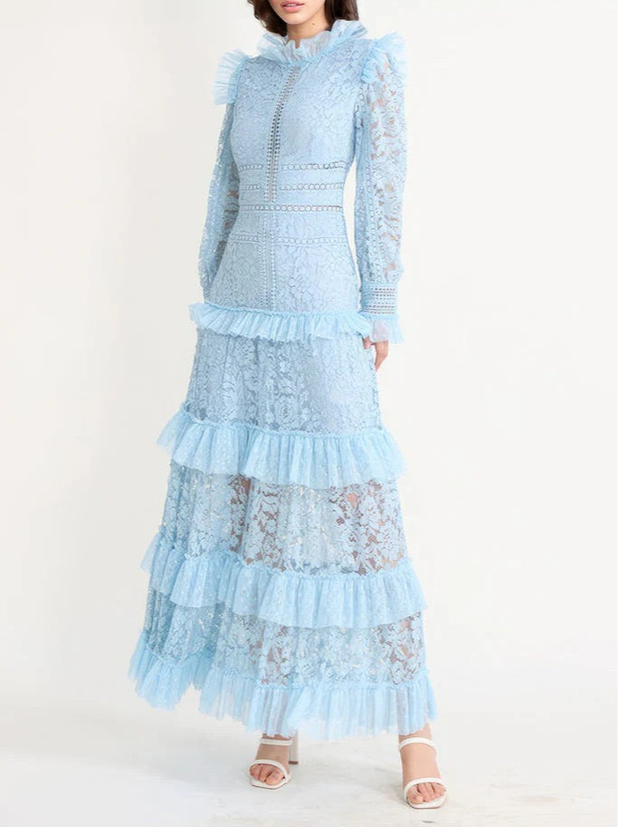 Vintage Lace Embroidered Maxi Dress