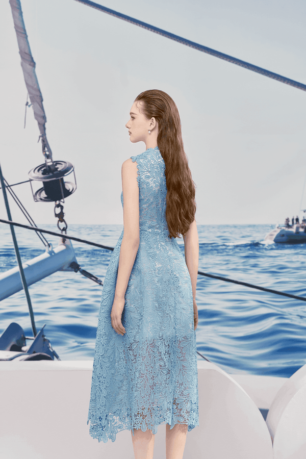 Vintage Beaded Lace Midi Dress