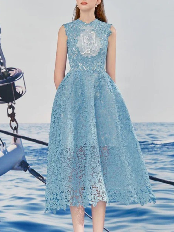 Vintage Beaded Lace Midi Dress