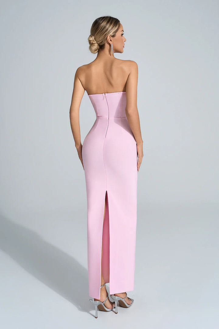 Temperament Tube Top Diamond Flower Dress